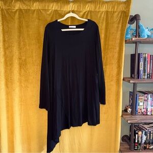 bryn Walker Asymmetrical Black Long Sleeve Top